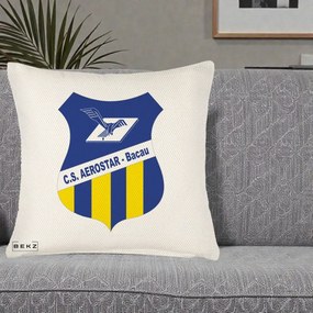 Perna Personalizata CS Aerostar Bacau Fotbal, 40x40 cm, Crem Reliefat, Husa Detasabila, Perna Inclusa, BEKZ®