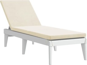 vidaXL Șezlong cu pernă, alb, 186x60x29 cm, PP
