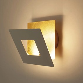 Aplica de perete LED design ambiental DALIA 18x18cm, alb/ auriu