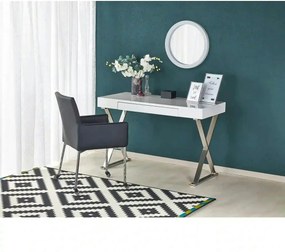 Birou B31, alb lucios/crom, 120x55x76 cm