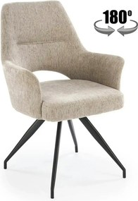 Scaun rotativ K542, bej/negru, stofa clasica/metal, 58x64x88 cm
