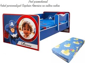 Pat junior personalizat Captain America cu saltea cadou