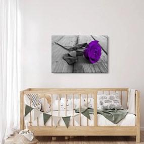 Tablou - Trandafir violet cu tulpina verde (90x60 cm)