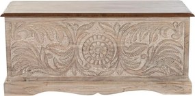 Cufar din lemn de acacia sculptat manual, 90X40X40 cm, "Epoque"