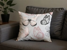 Set 2 huse decorative pentru perne din microfibra MY BUTTERFLY 45x45 cm, gri deschis