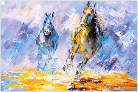 Tablou - Caii alergând, pictură în ulei (90x60 cm)