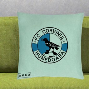 Perna Personalizata FC Corvinul Hunedoara Fotbal, 40x40 cm, Verde Menta, Husa Detasabila, Perna Inclusa, BEKZ®
