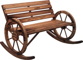 Outsunny Bancă balansoar pentru grădină, balansoar pentru 2 persoane, cu cotiere în formă de roată, pentru balcon, grădină, terasă, carbonizat. | Aosom Romania