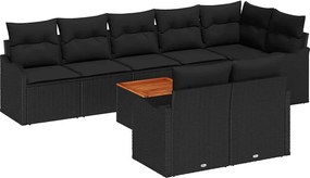 vidaXL Set de canapele pentru grădină 9 pcs Negru poliratan
