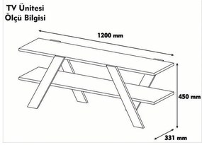 Comodă TV albă/cu aspect de lemn de nuc 120x33 cm Basic – Kalune Design