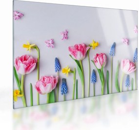 Tablou pe sticlă - Flori de primăvară (70x50 cm)