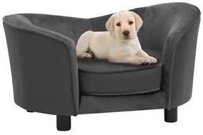 vidaXL Canapea de câini gri închis 69x49x40 cm, pluș/piele ecologică