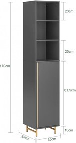 LISIA3 - Set Mobilier Baie Marga 2 piese - masca chiuveta, dulap inalt - Gri - Auriu