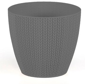 Ghiveci model brodat, 2.5 l, tratat UV, gri, polipropilena