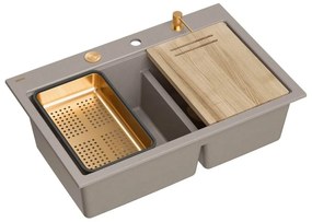 Statie de lucru incastrata Quadron Unique Marc 120 bej soft taupe - cupru 76x50 cm
