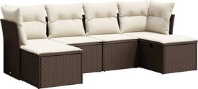 vidaXL Set canapele de grădină cu perne, 6 piese, maro, poliratan