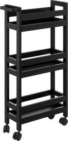 Etajera de baie foarte ingusta cu roti, 3 rafturi, latime de 15 cm