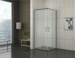 Cabina de dus patrata Inter Ceramic cu usi glisante crom lucios - transparent 80x80 cm