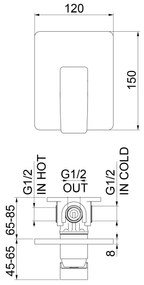 Sapho - Baterie de duș încastrată TURSI, crom lucios