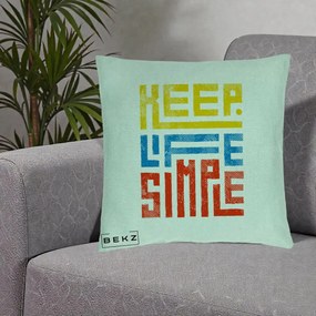 Perna Decorativa Keep Life Simple Colorat, 40x40 cm, Verde Menta, Husa Detasabila, Perna Inclusa, BEKZ®
