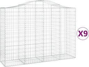 vidaXL Coșuri gabion arcuite 9 buc, 200x50x140/160 cm, fier galvanizat