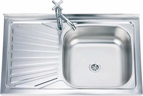 Chiuveta inox Inter Ceramic cu o cuva si picurator stanga finisaj inox lucios 80x50 cm