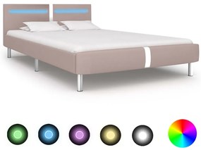 vidaXL Cadru pat cu LED, cappuccino, 120x200 cm, piele artificială