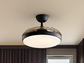 Lustra LED cu Ventilator si telecomanda, lame retractabile Venturi negru