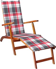 vidaXL Șezlong exterior, suport picioare și pernă, lemn masiv acacia