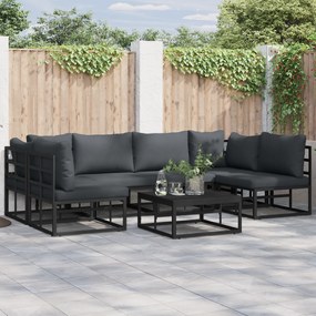 vidaXL Set de canapele pentru grădină 6 pcs Negru 283 x 141.5 x 71 cm
