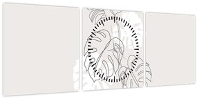 Tablou - Linia de artă monstera N⁰3 (cu ceas) (90x30 cm)