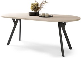 Mazzoni ALDO Bej/picioare negre - MASĂ ROTUNDĂ STIL LOFT PENTRU SALON/SUFRAGERIE EXTENSIBILĂ CU PICIOARE ÎN FORMĂ DE "Y"