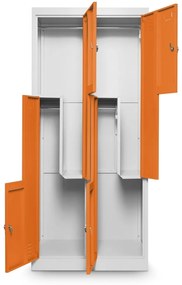 Dulap metalic Z, 80 x 50 x 180 cm, blocare, portocaliu - RAL 2004