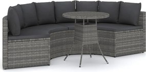 vidaXL Set mobilier de grădină cu perne, 5 piese, gri, poliratan