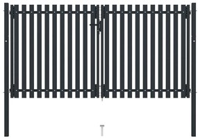 vidaXL Poartă de gard cu ușă dublă, oțel, 300x150 cm, antracit
