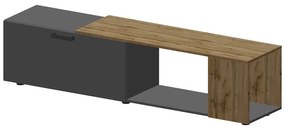 Set mobilier living Poelfy, Pako World, Gri inchis-Stejar, 170x37x42 cm