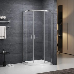 Cabina de dus semirotunda Roth Albis cu usi glisante 80x80 cm crom-transparent