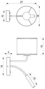 Lampă de perete LOFT SHADE 1xE27/60W+1xG9/8W/230V neagră/aurie
