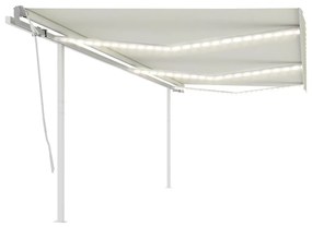 vidaXL Copertină retractabilă manual cu LED, crem, 6x3,5 m