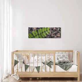 Tablou cu planta verde (cu ceas) (90x30 cm)