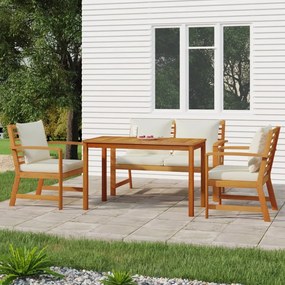 3154978 vidaXL Set mobilier de grădină cu perne, 4 piese, lemn masiv de acacia
