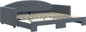 vidaXL Pat de zi cu extensie, gri închis, 90x200 cm, catifea