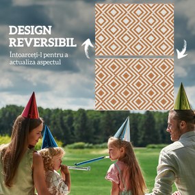 Outsunny Covor de Exterior pentru Balcon și Terasă, Rezistent la Raze UV, 182x274 cm, Maro și Alb | Aosom Romania