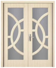 Usa Dubla de Interior din MDF Novo Doors ND220, Geam Sablat, Cadru din Lemn Masiv, KIT COMPLET, Toc , Manere si balamale incluse (Culoare: Wenge,