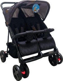 Carucior nou nascuti 2 in 1 pentru gemeni BABY CARE™ PRO P700, Cadru aluminiu, Spatar reglabil in 5 trepte, Amortizoare, Frana picior, Pliabil, Gri