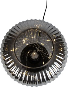 Lampă de masă Art Deco neagră cu sticlă fumurie, incl. cablu de lumină E27 - Karel