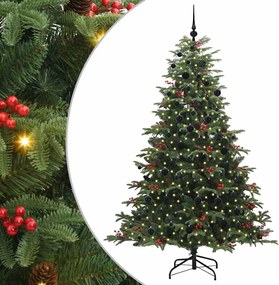 vidaXL Brad de Crăciun artificial Verde 210 cm PVC și metal și plastic