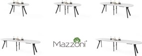 Mazzoni Masă ovală extensibilă EXPANSO Alb Mat / picioare negre