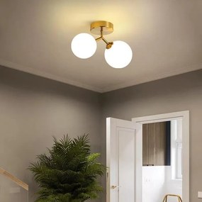 Lustra cu doua globuri, auriu