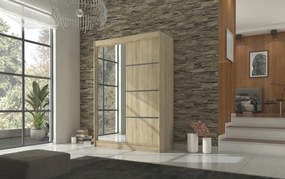 Dulap cu usi glisante si oglinda 150x215 cm, Gilton, ADRK Furniture (Culoare: Alb)